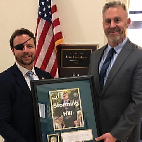 Viqtory team member presenting GI Jobs Placard to Dan Crenshaw